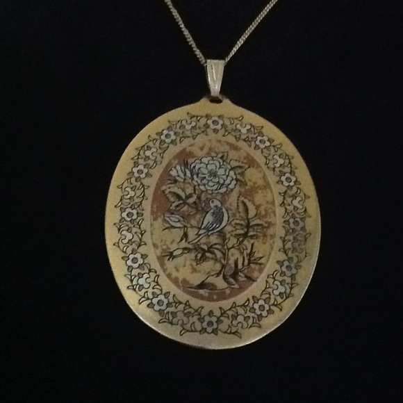REED & BARTON Jewelry - REED & BARTON Damascene "Bird of Paradise" Pendant